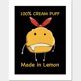 Mashle Anime 100% Made in Lemon Irvine Cream Puff Plush given to Mash Burnedead in episode 8 in Pop Art Style Yellow Text Posters and Art